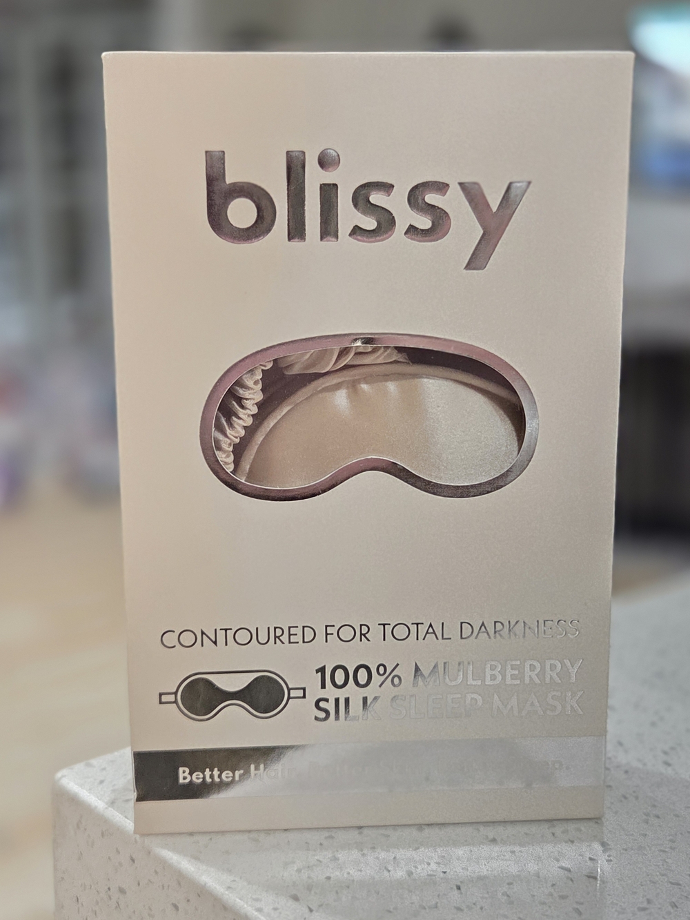 Blissy 100% Mulberry Silk Contoured Sleep Mask - Champagne